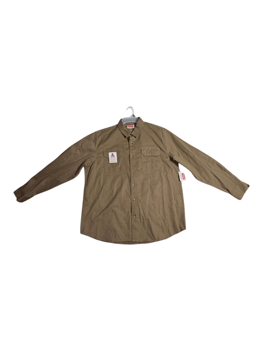 Wrangler Men's Khaki Brown Button-Down Work Shirt